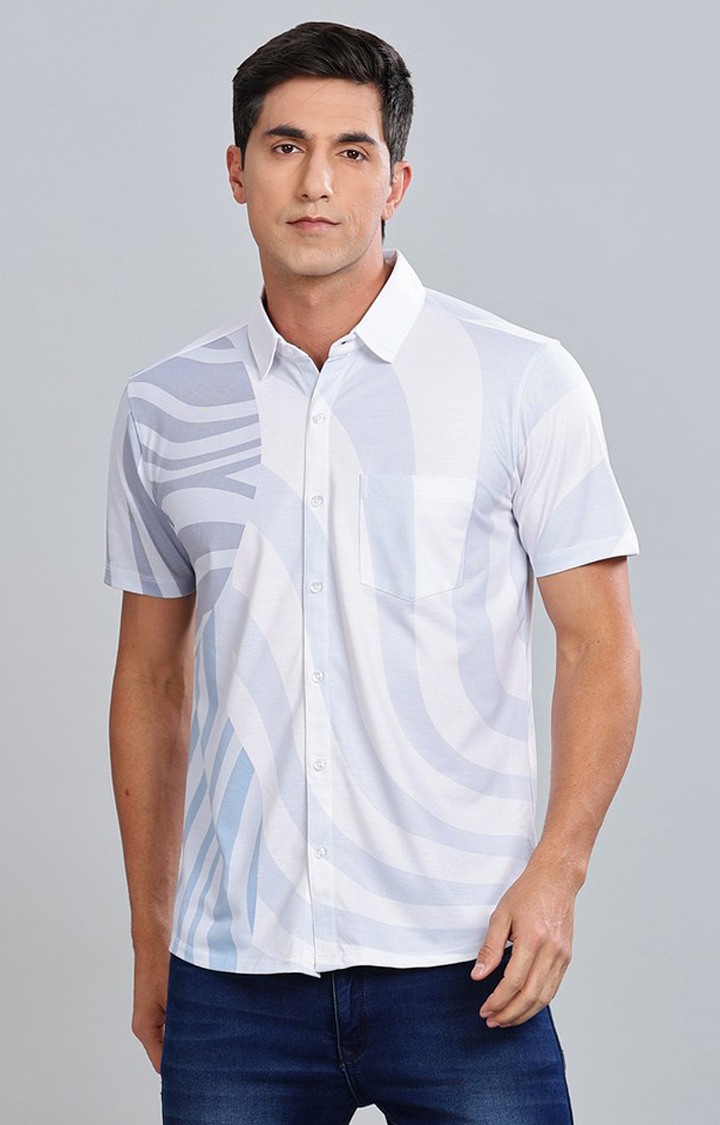 Men's Blue Printed Casual Shirts