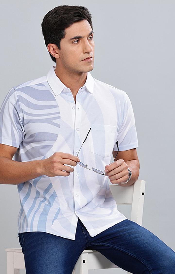 Men's Blue Printed Casual Shirts