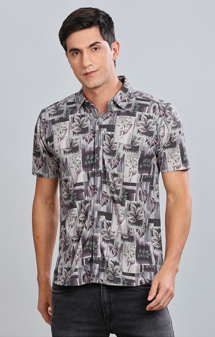 Men's Brown Printed Casual Shirts