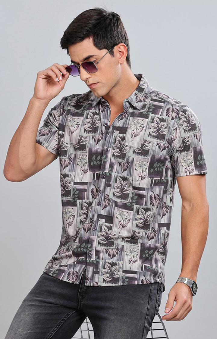 Men's Brown Printed Casual Shirts