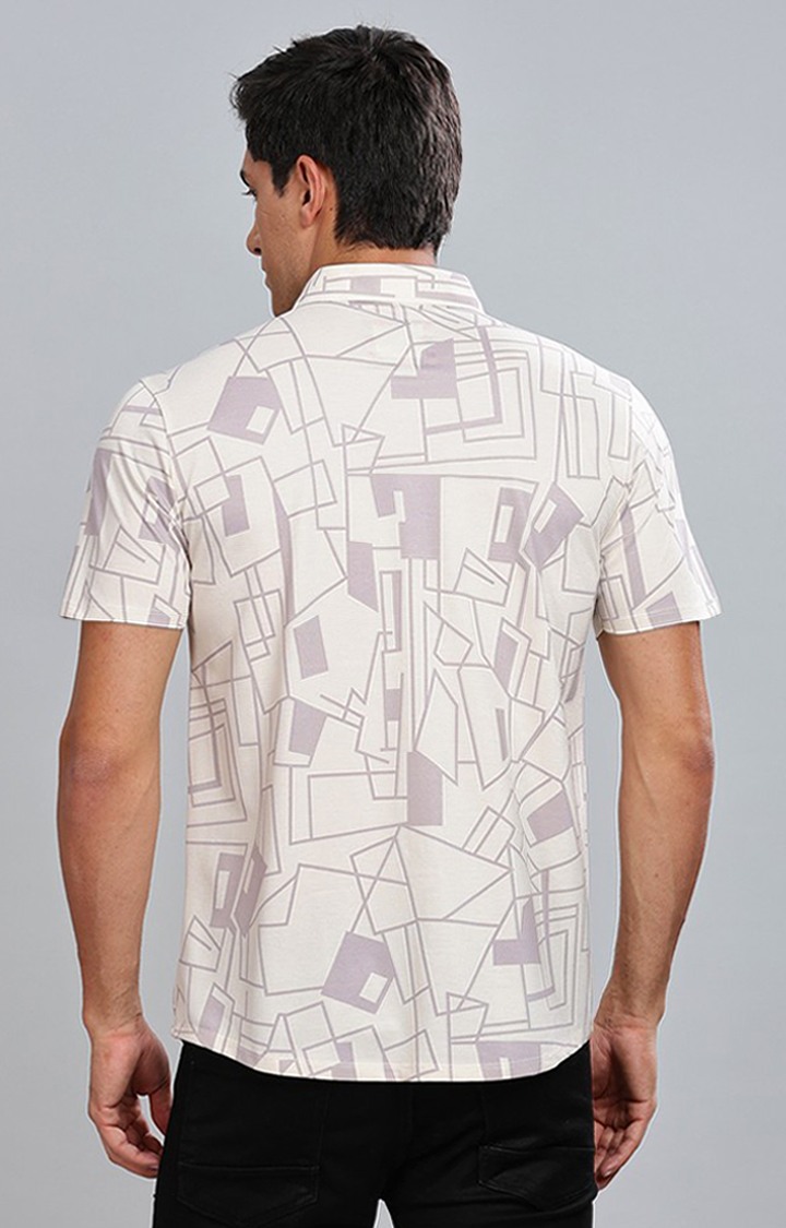 Men's Beige Printed Casual Shirts