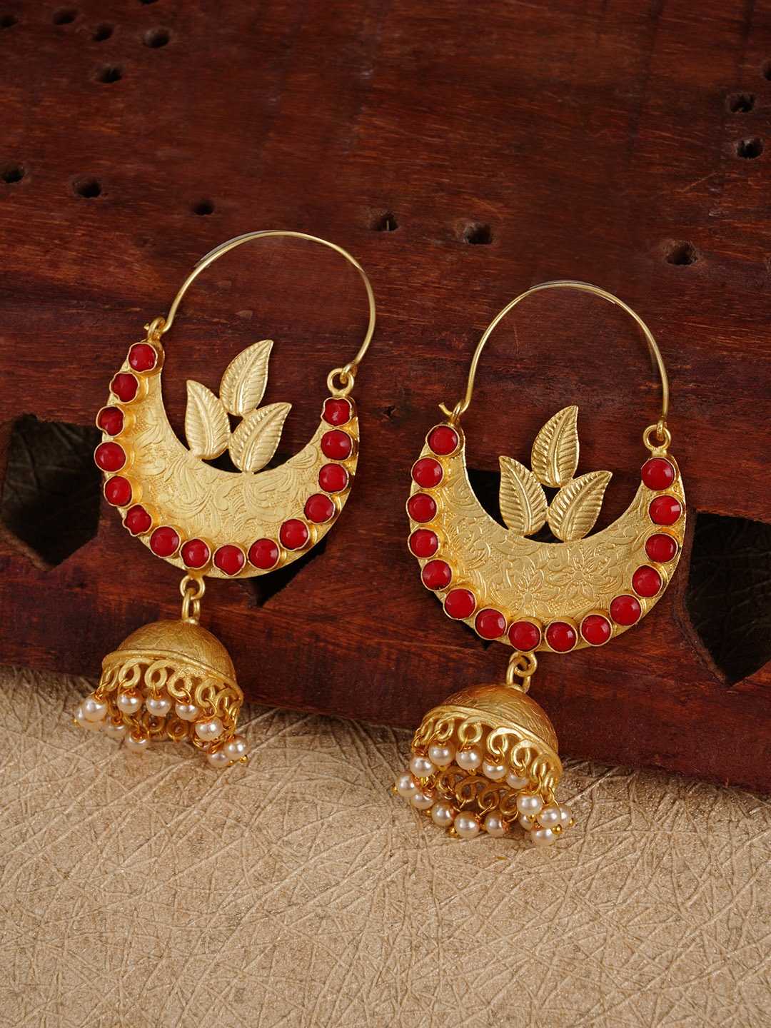 FIROZA Gold Toned Banarasi Baali Jhumkas FIROZA