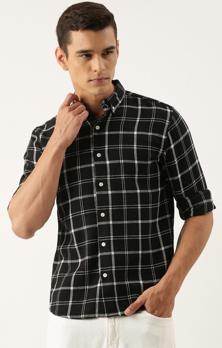 Men's Black Checked Casual Shirt