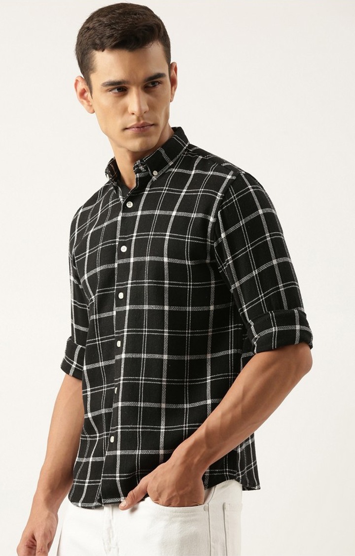 Men's Black Checked Casual Shirt