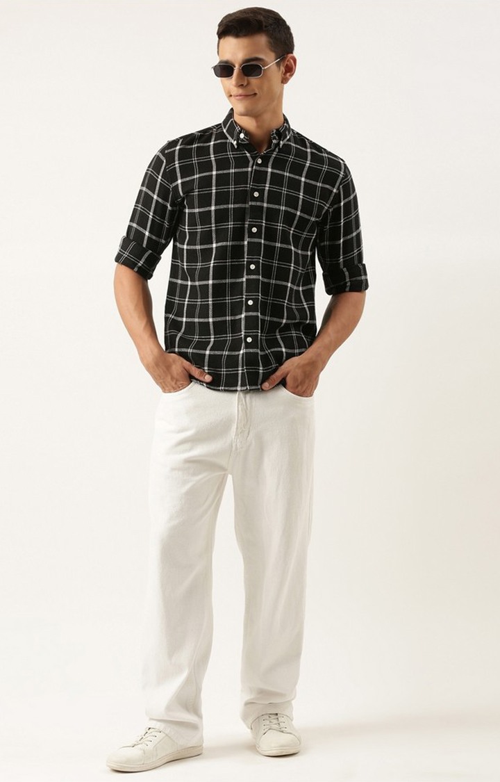 Men's Black Checked Casual Shirt