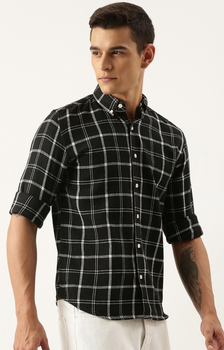Men's Black Checked Casual Shirt