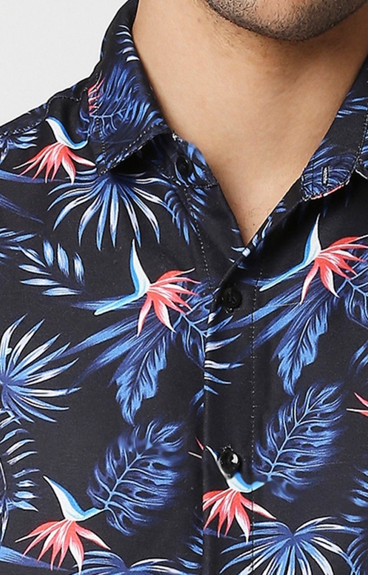 Men Blue Printed Casual Shirts