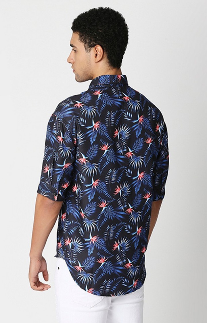 Men Blue Printed Casual Shirts