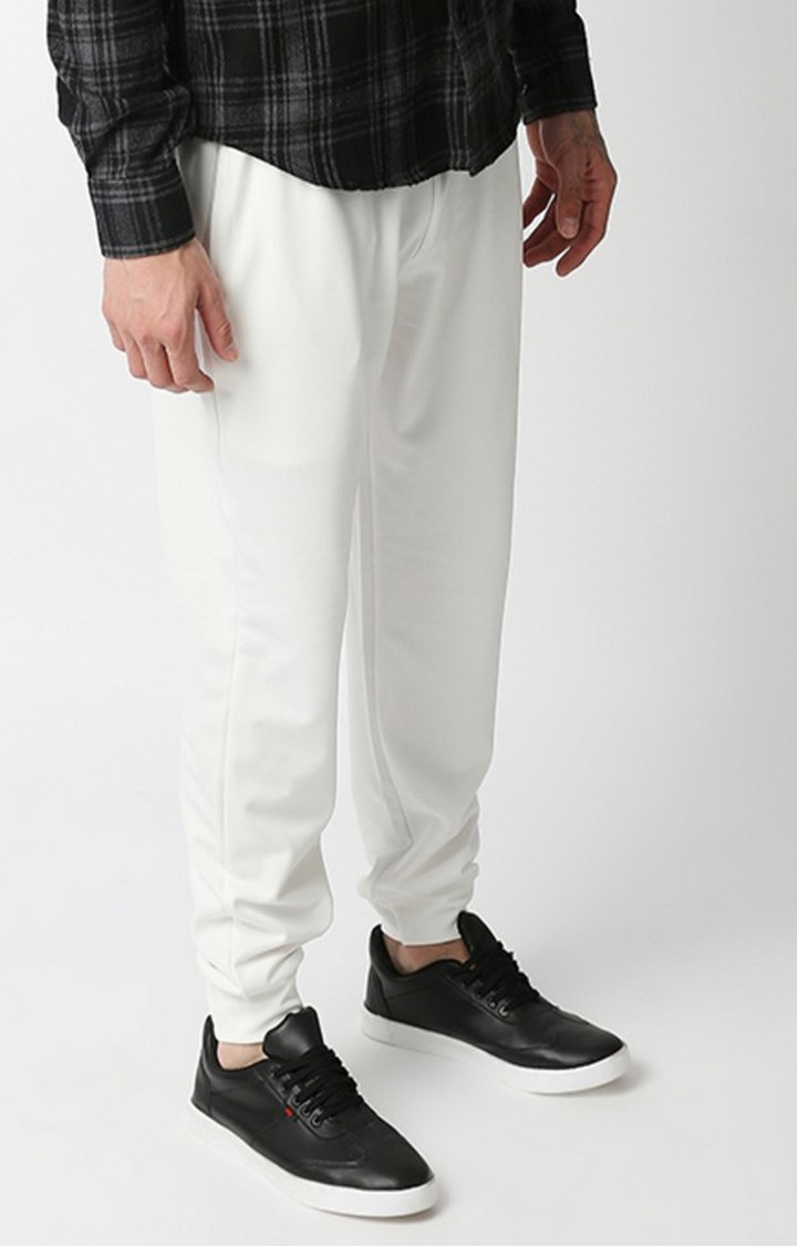 Hemsters | Men's  White Solid Trackpants 2