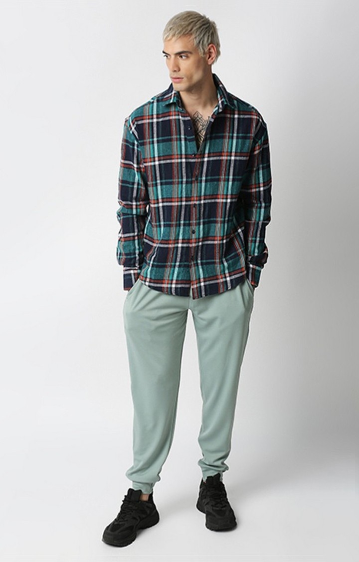 Hemsters | Men's  Green Solid Trackpants 1