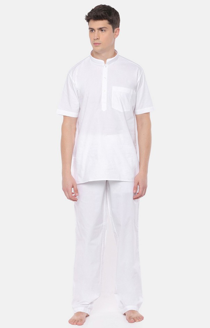 Ramraj Cotton Men s 100 Cotton Casual White Pyjama