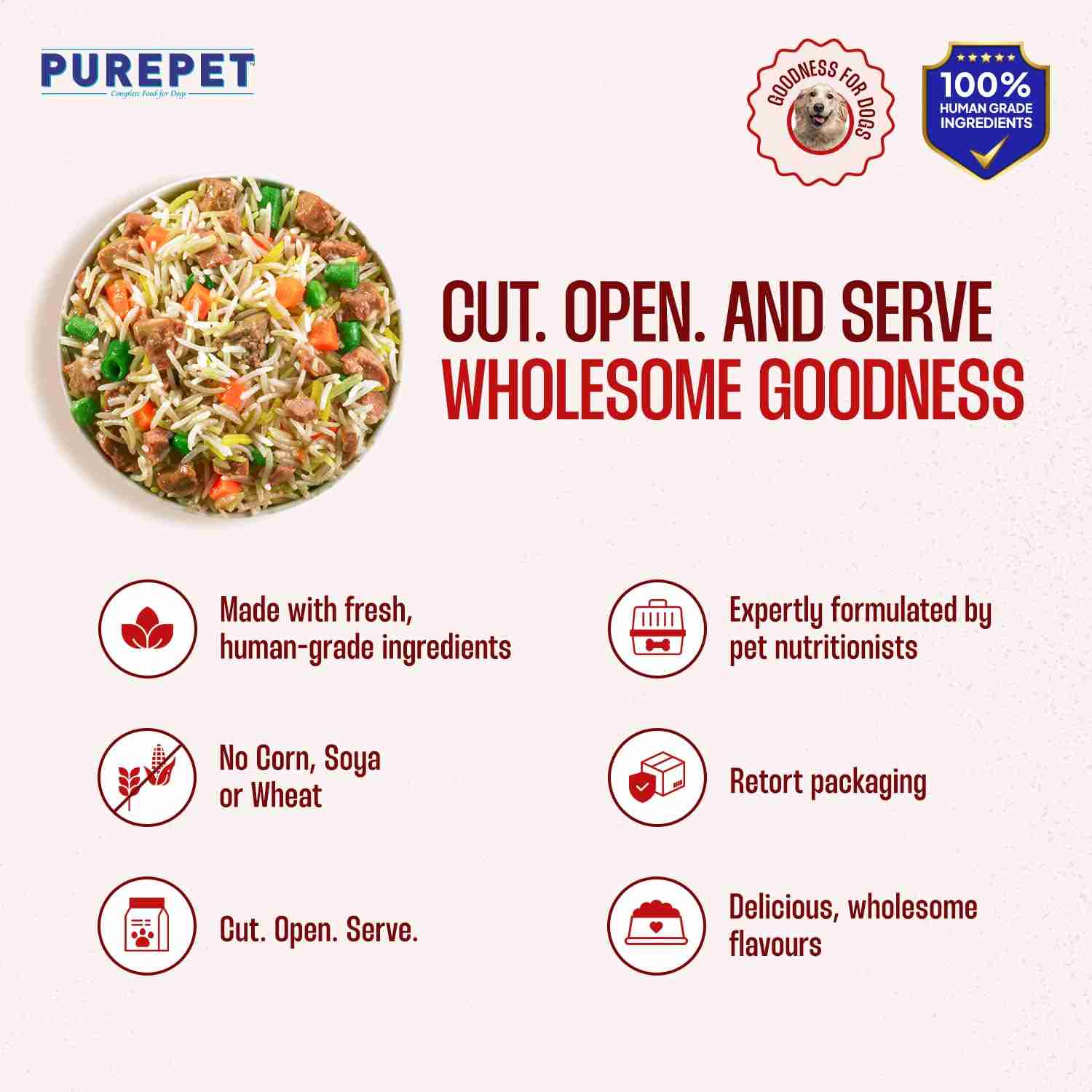 Purepet Mutton Biryani Fresh Food for Dogs, 300g