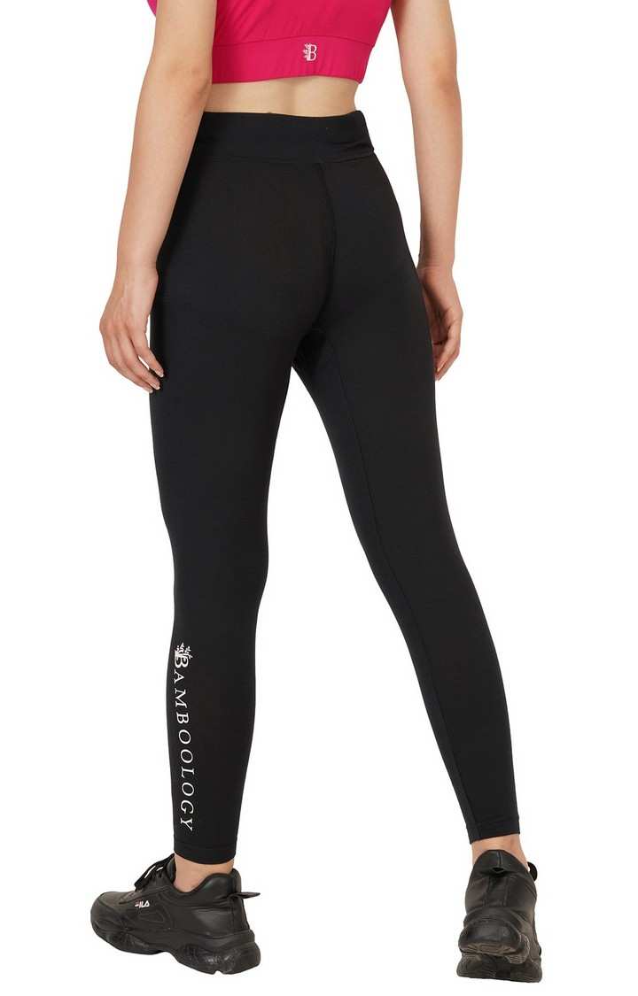 Women's Black Typographic Jeggings