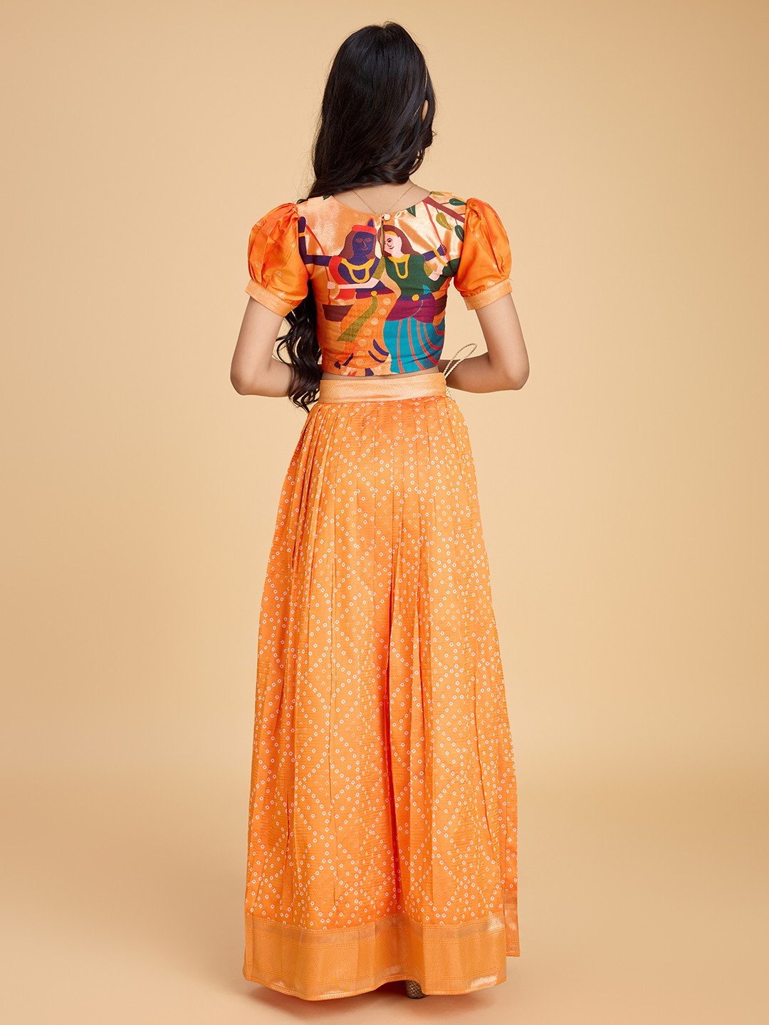 Tasarika Orange Silk Lehenga Choli Bandhej_Orange