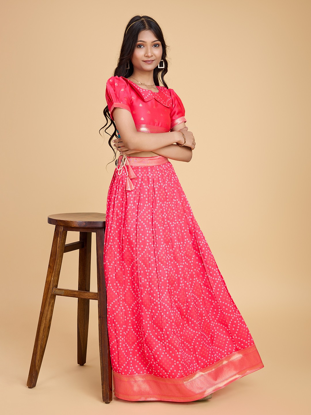 Tasarika Pink Silk Lehenga Choli Bandhej_Pink