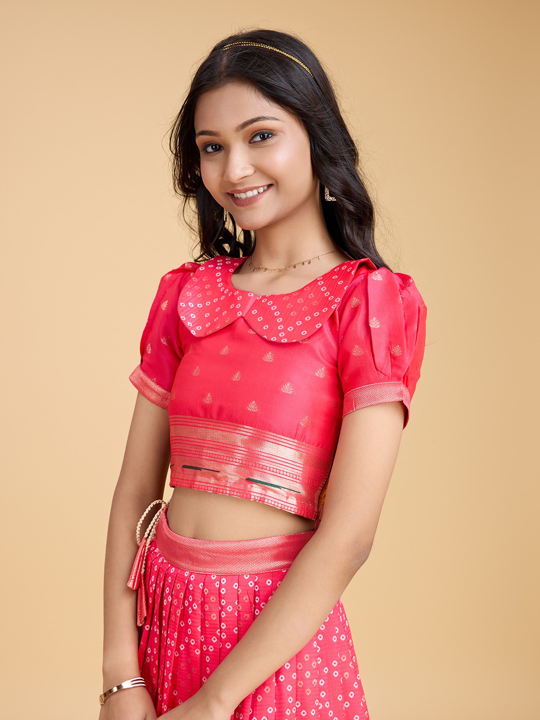 Tasarika Pink Silk Lehenga Choli Bandhej_Pink