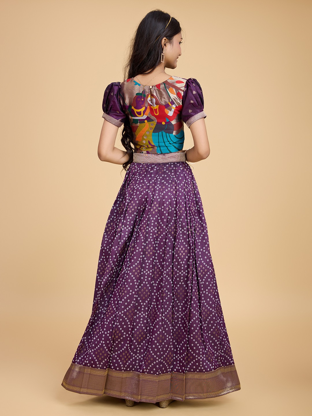 Tasarika Wine Silk Lehenga Choli Bandhej_Wine