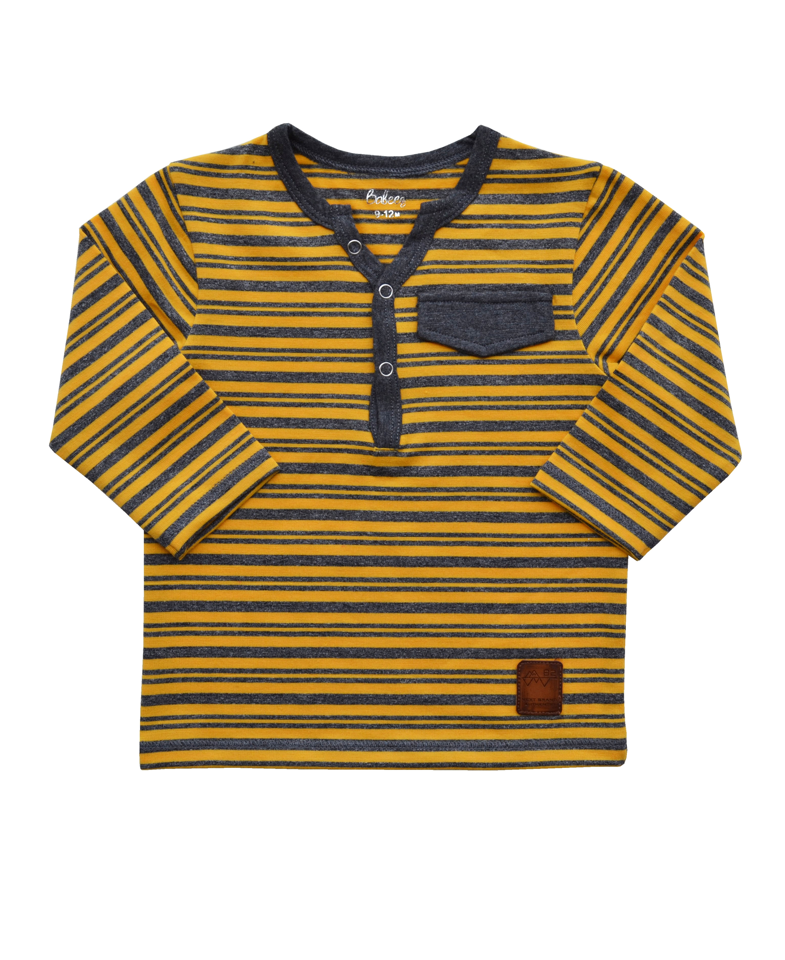 Yellow Striped Full Sleeves T-Shirt (95% Polyester 5% Elasthan)