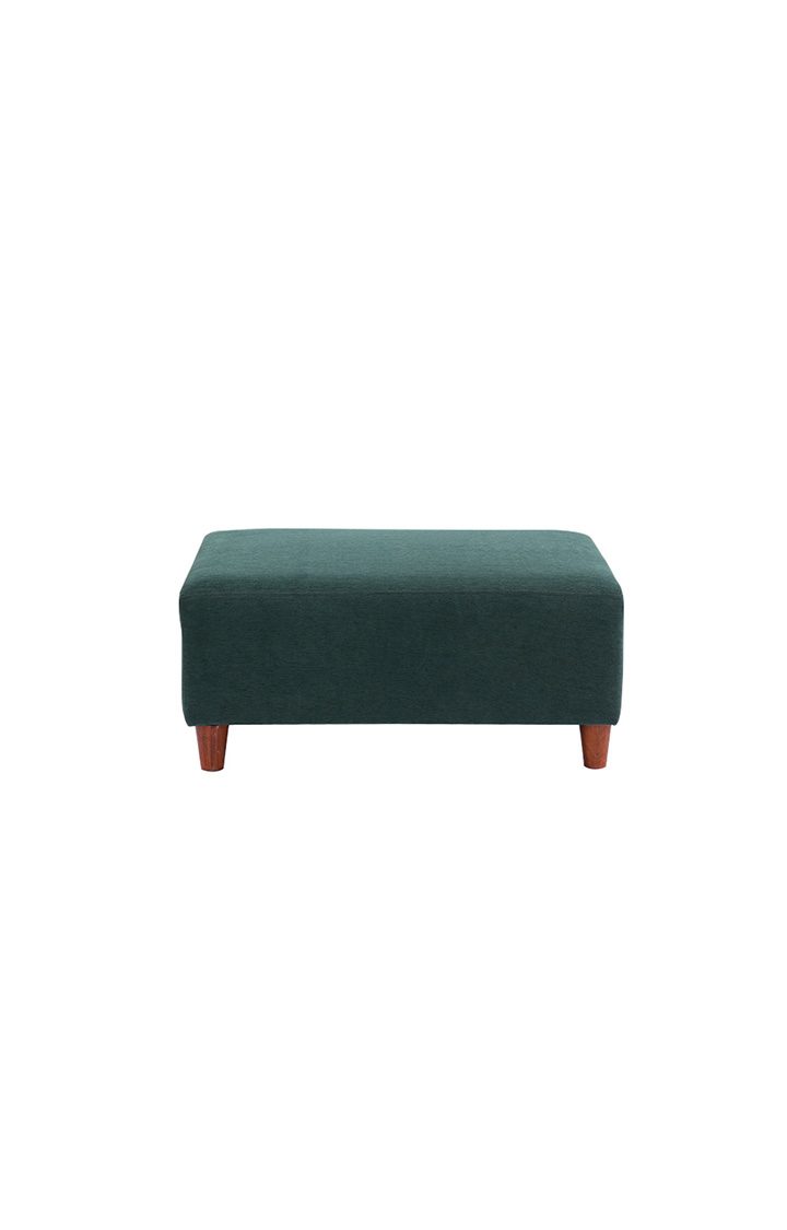 neudot Hailey Fabric Ottoman | Entry Way Stool | Wooden Legs | Castle Green Colour
