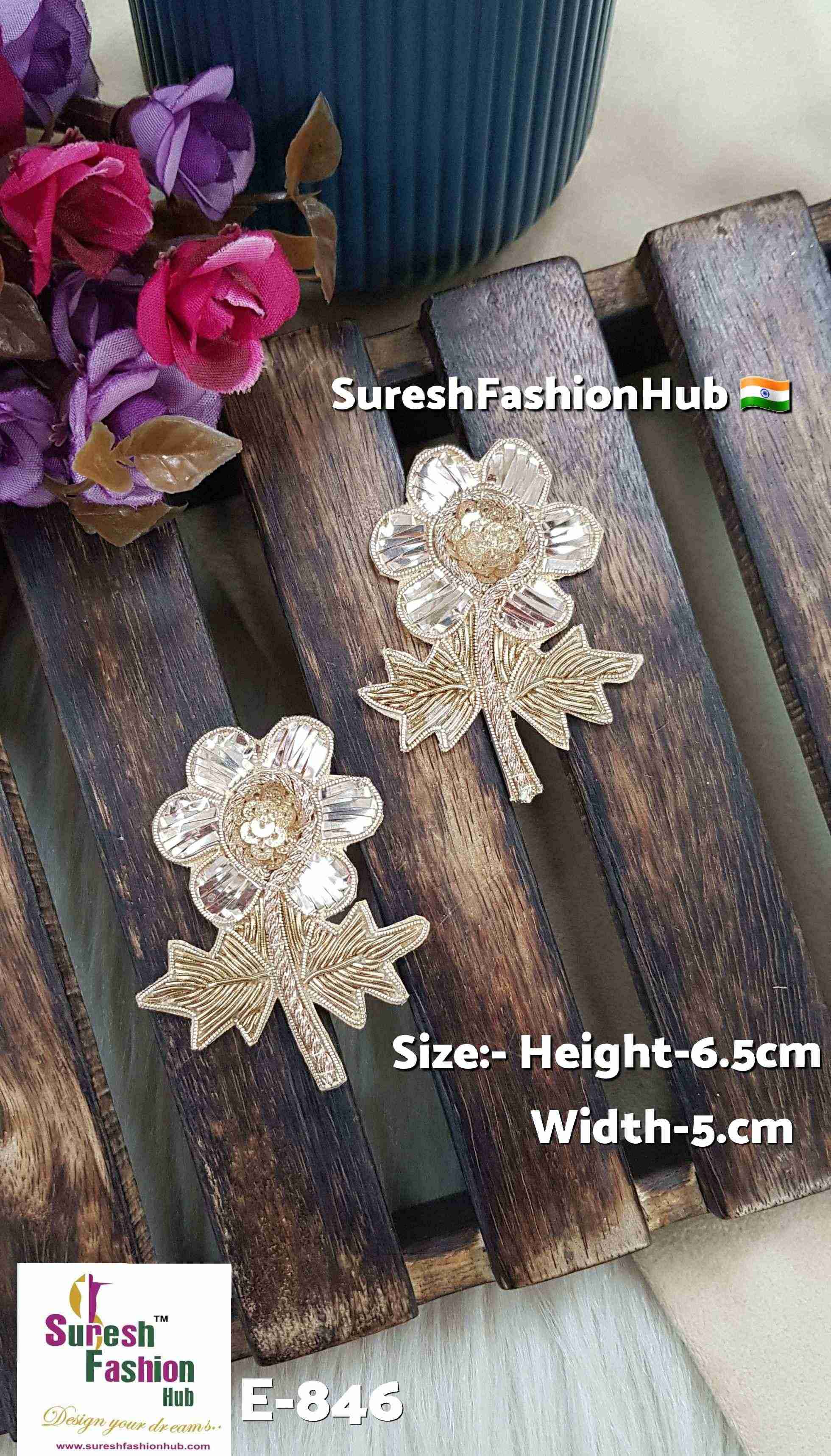 Zardosi Floral Cutwork Patch with Sequins