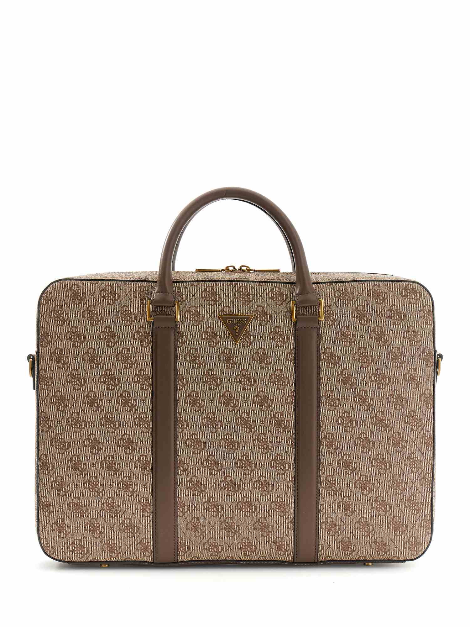 Guess Beige PU Logo Men Laptop Bag