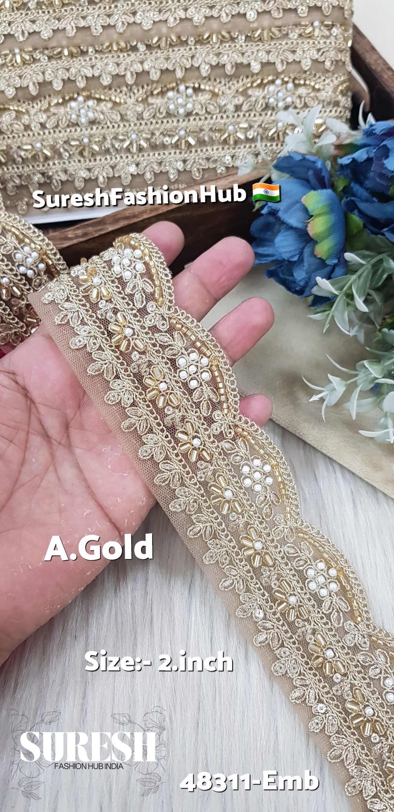 Antique Gold Scalloped Embroidery Lace