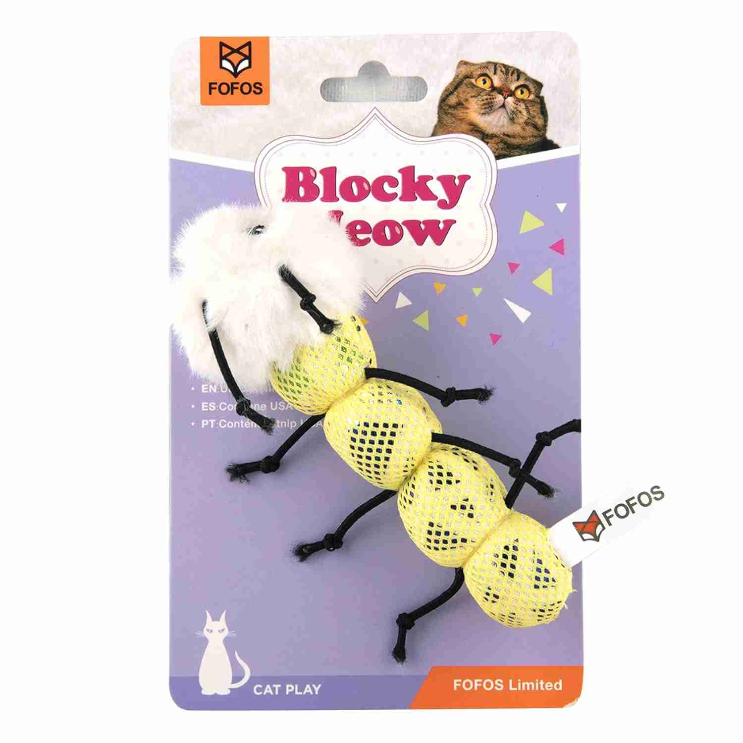 Fofos Blocky Meow Worm Toy for Cats
