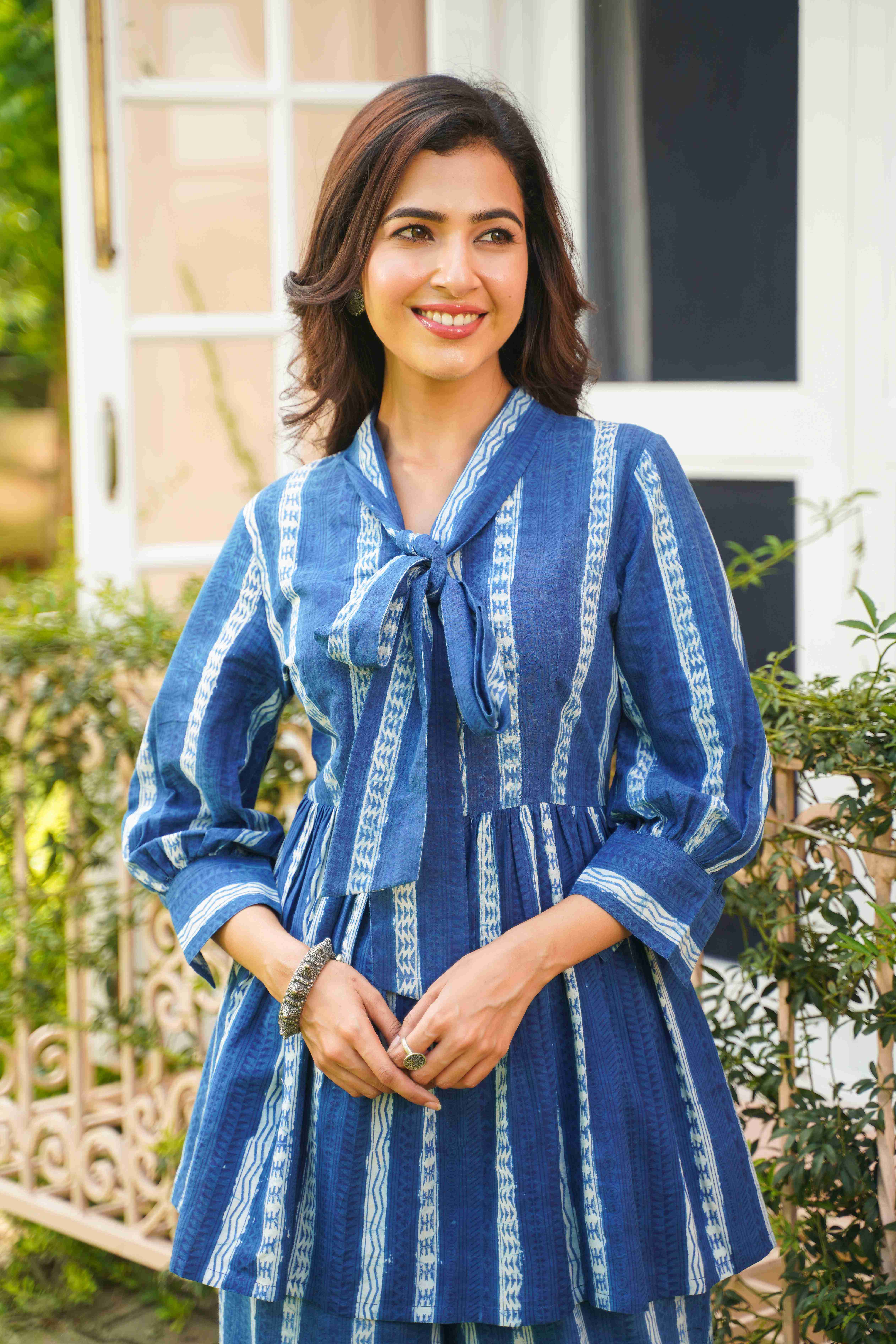 Cotton Striped Flared top & Palazzo