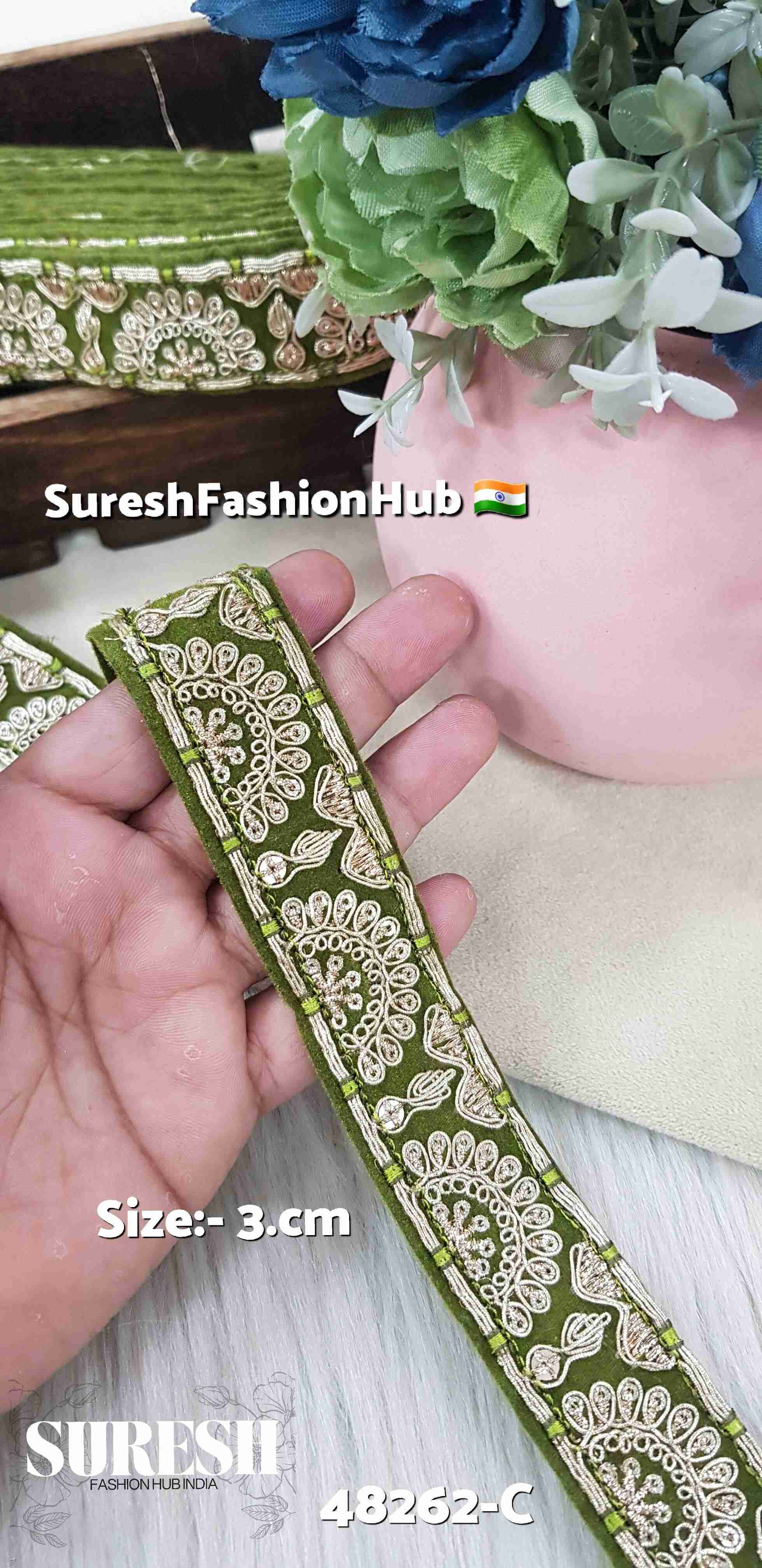 Mehendi Embroidery Velvet Lace