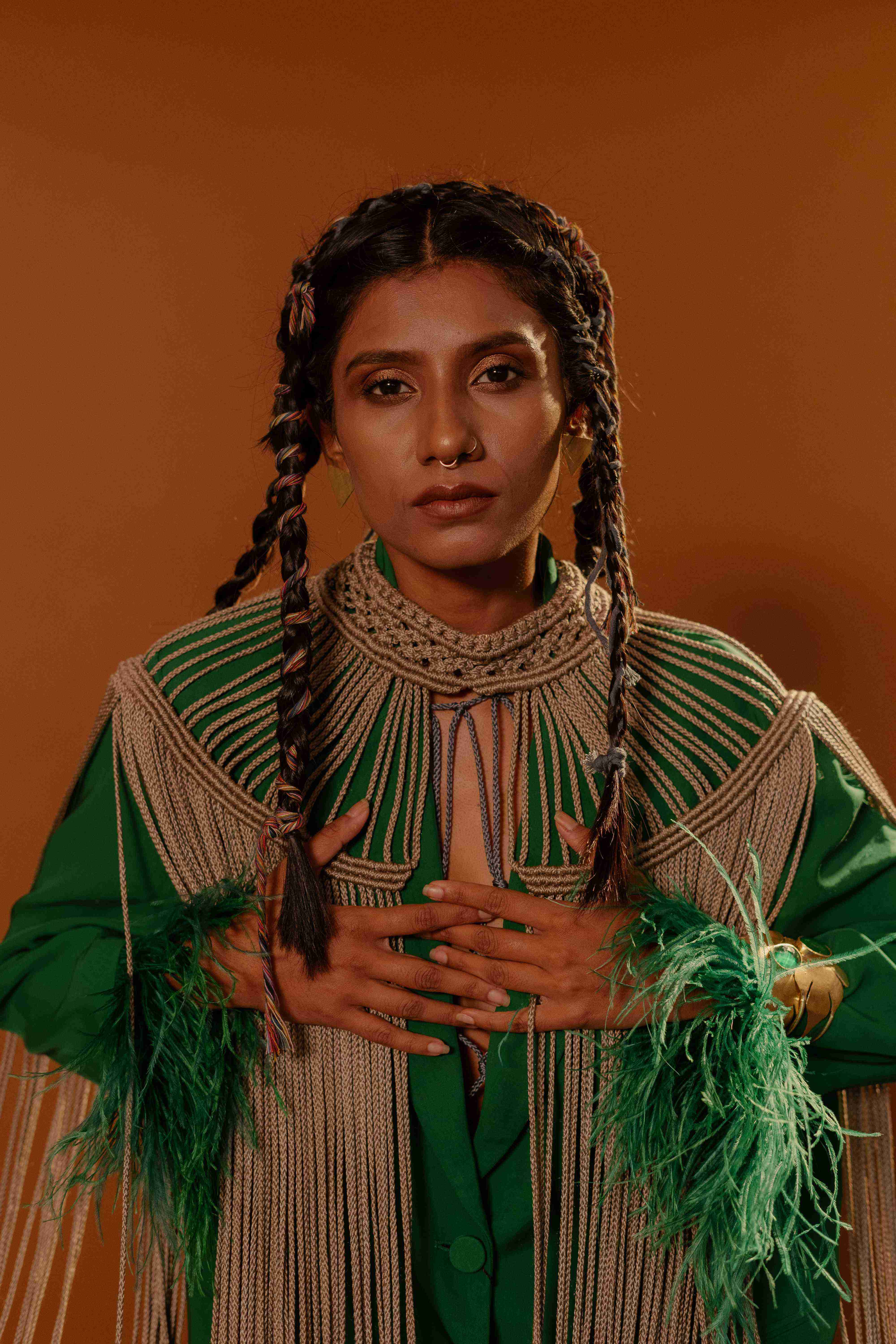 The Showstopper Cape in Metallic Brown