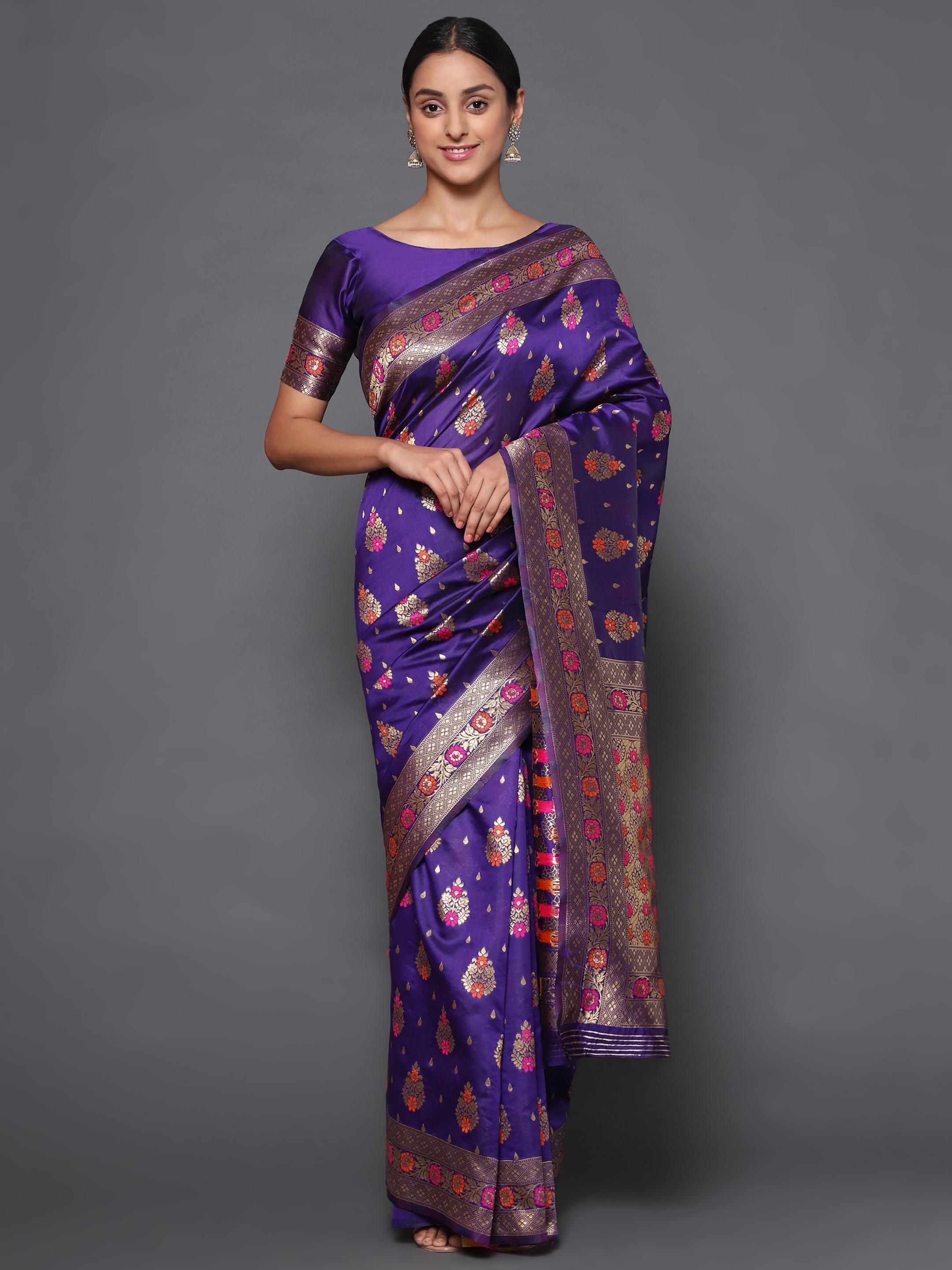 Glemora Blue Designer Ethnic Wear Silk Blend Banarasi Traditional Saree