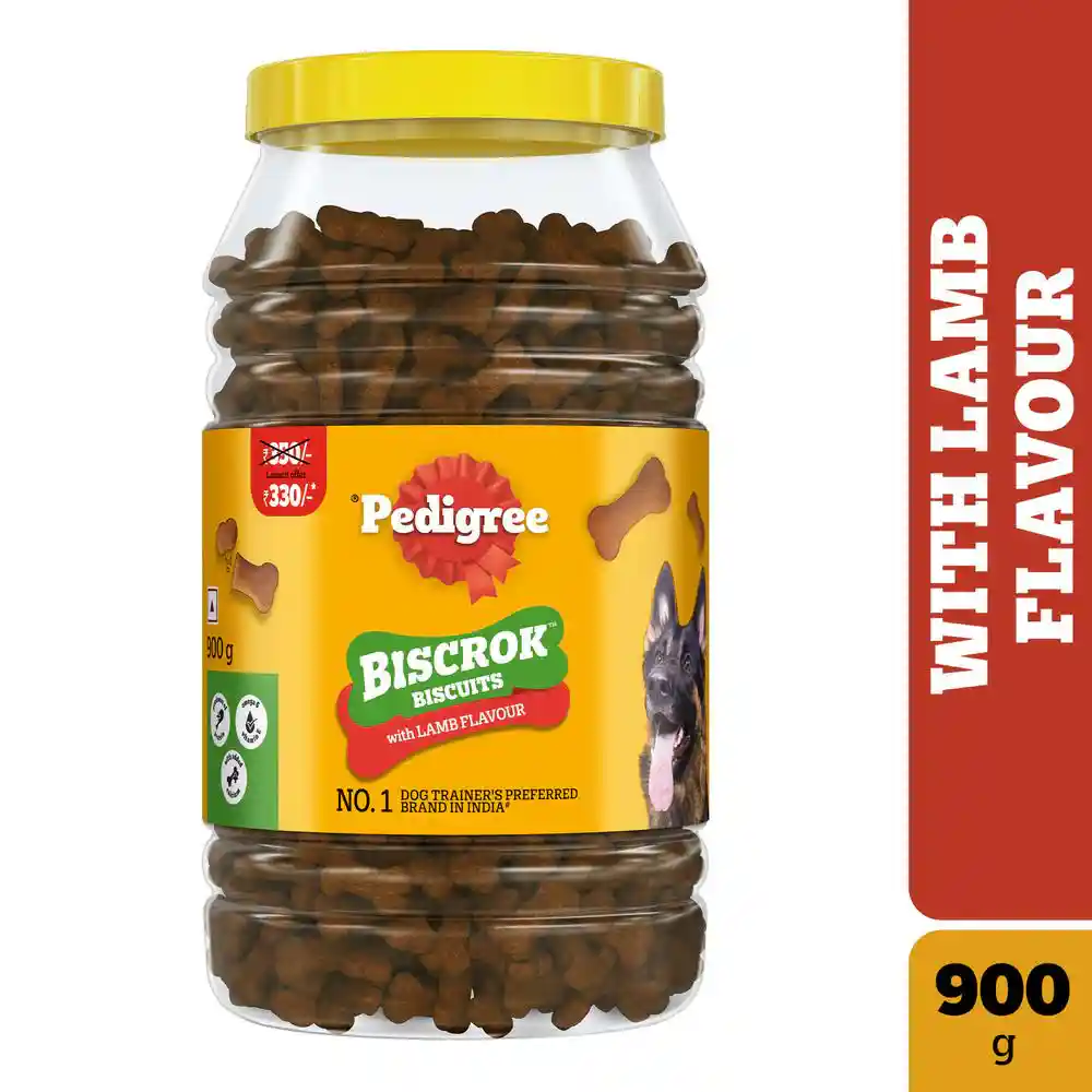 Pedigree Lamb Flavour (4+ Months) Biscrok Biscuits Jar Treats for Dogs