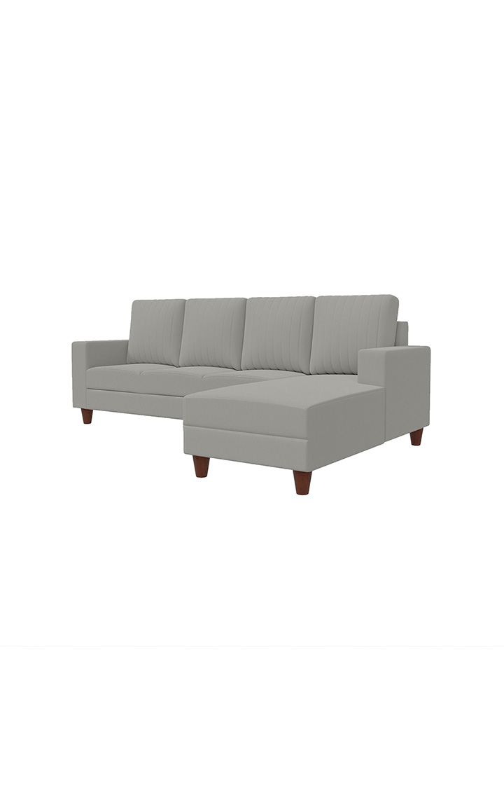 neudot Roman LHS Sectional Sofa for Living Room |6 Person Sofa|Premium Fabric with Cushioned Armrest | Solid Wood Frame|6 Seater in Light Grey Color
