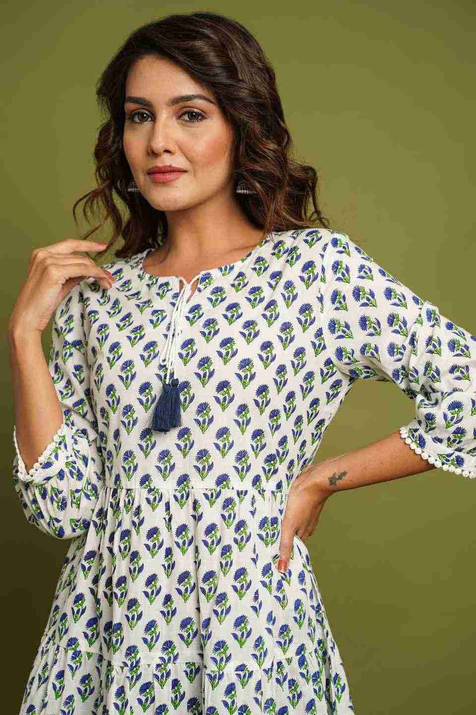 Women White Ethnic Motifs Printed Pure Cotton dress