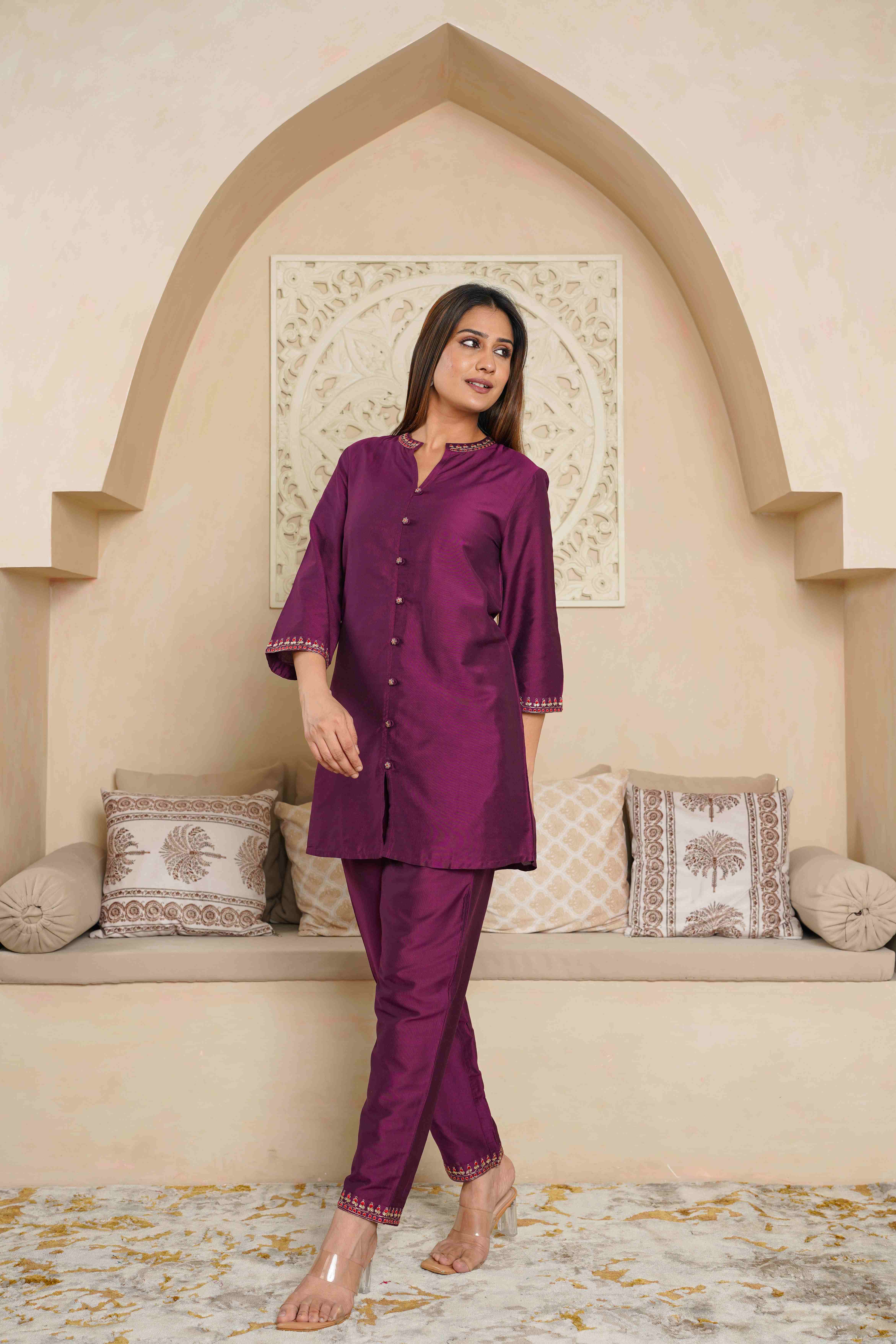 BEAUTIFUL PURPLE EMBROIDERED CO-ORD SET