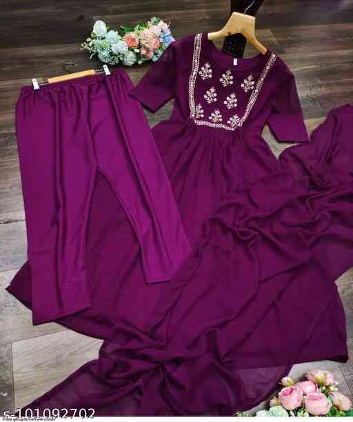 RAYON EMBROIDERED KURTA PANT WITH DUPATTA