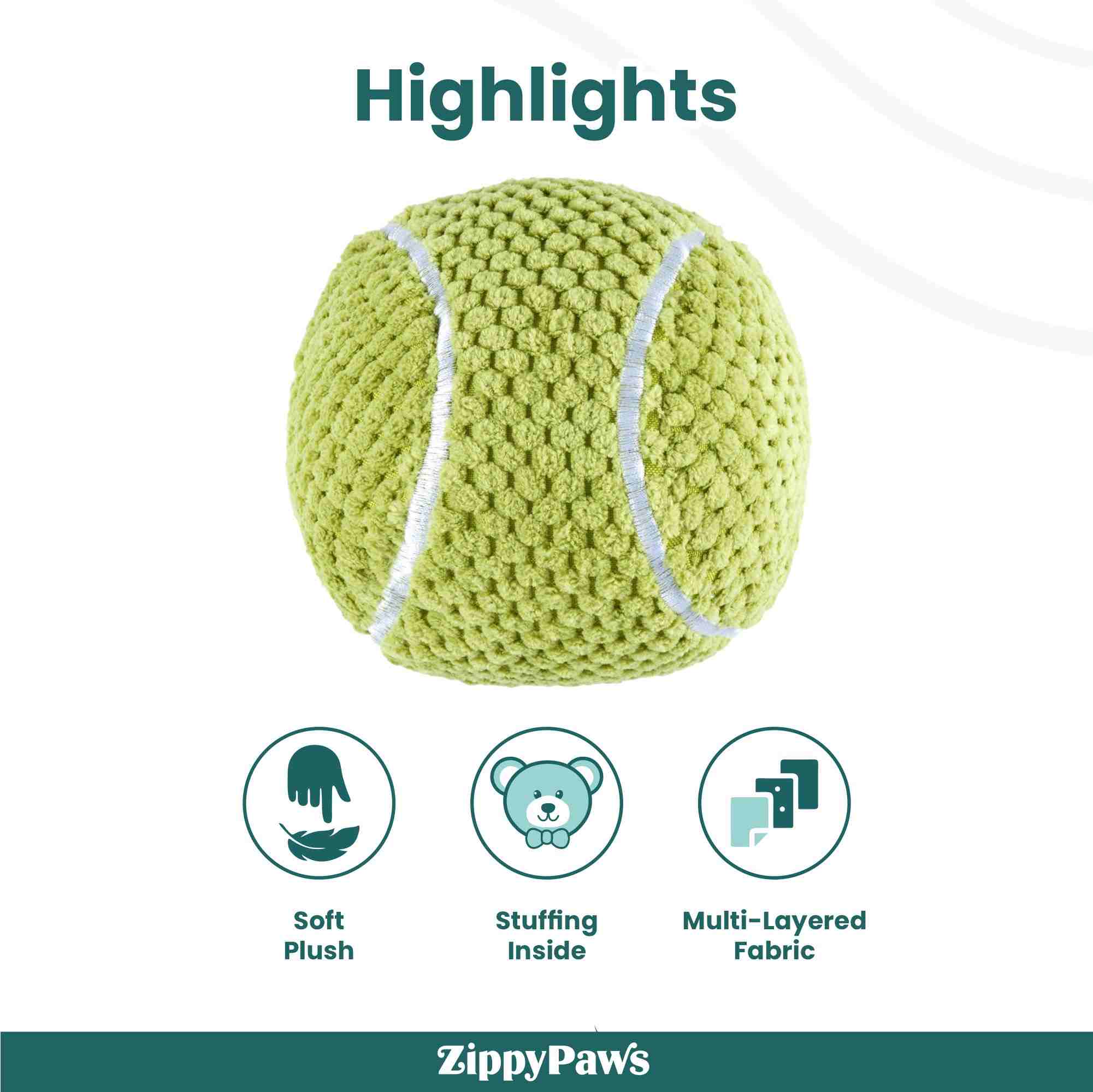 Zippy Paws SportsBallz Tennis Ball Plush Toy for Dogs
