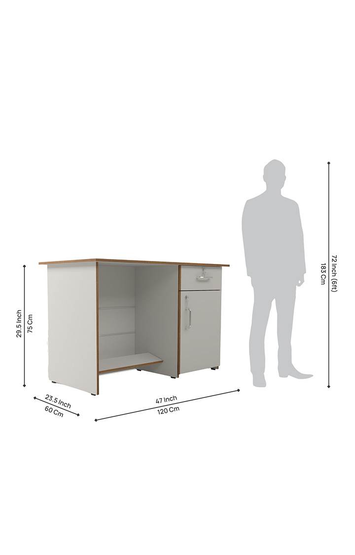 neudot Fusion Engineered Wood Study & Computer Table and Office Desk - Forsty White | Multi-Purpose Study Table | Computer Table for Students | Office Table | 1 Year Warranty