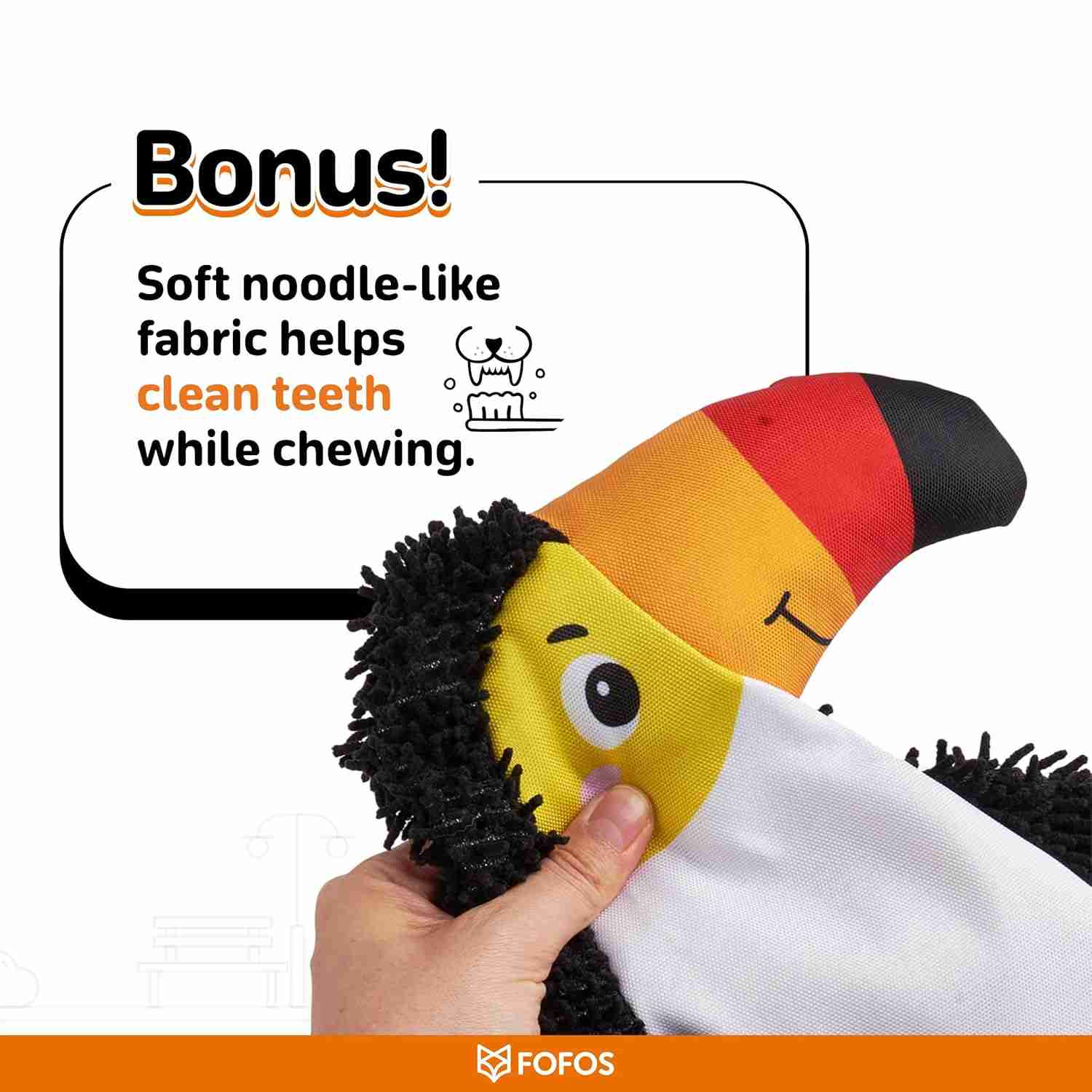 Fofos Non-Stuffing Crinkle Tough Toy Bird for Dogs, Black
