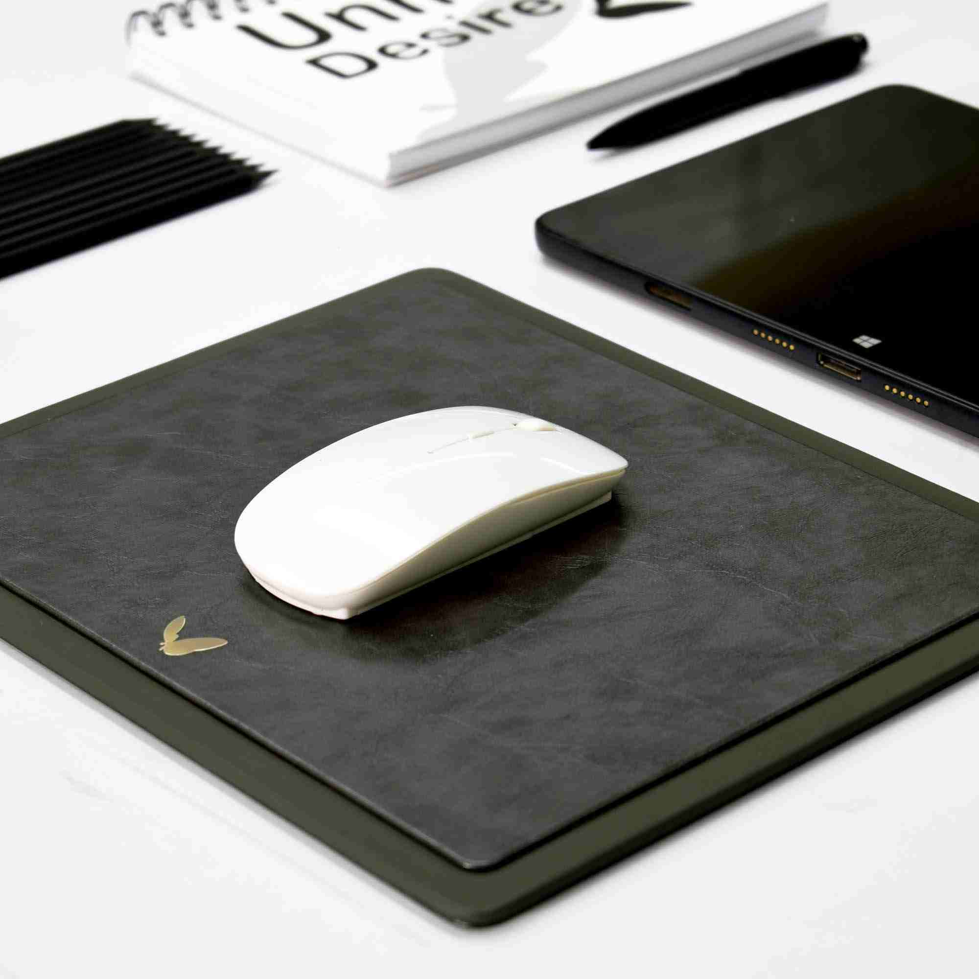 Rectangular Mouse Pad in Faux Leather | Rigid | 11×9 Inches | Moderno | Black