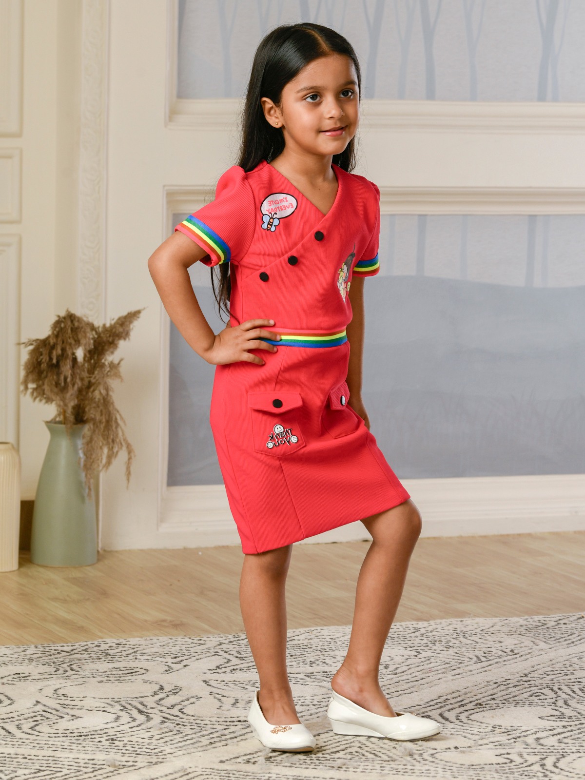 ALBION PREMIUM GIRLS PURE PINK A-RANI FROCK