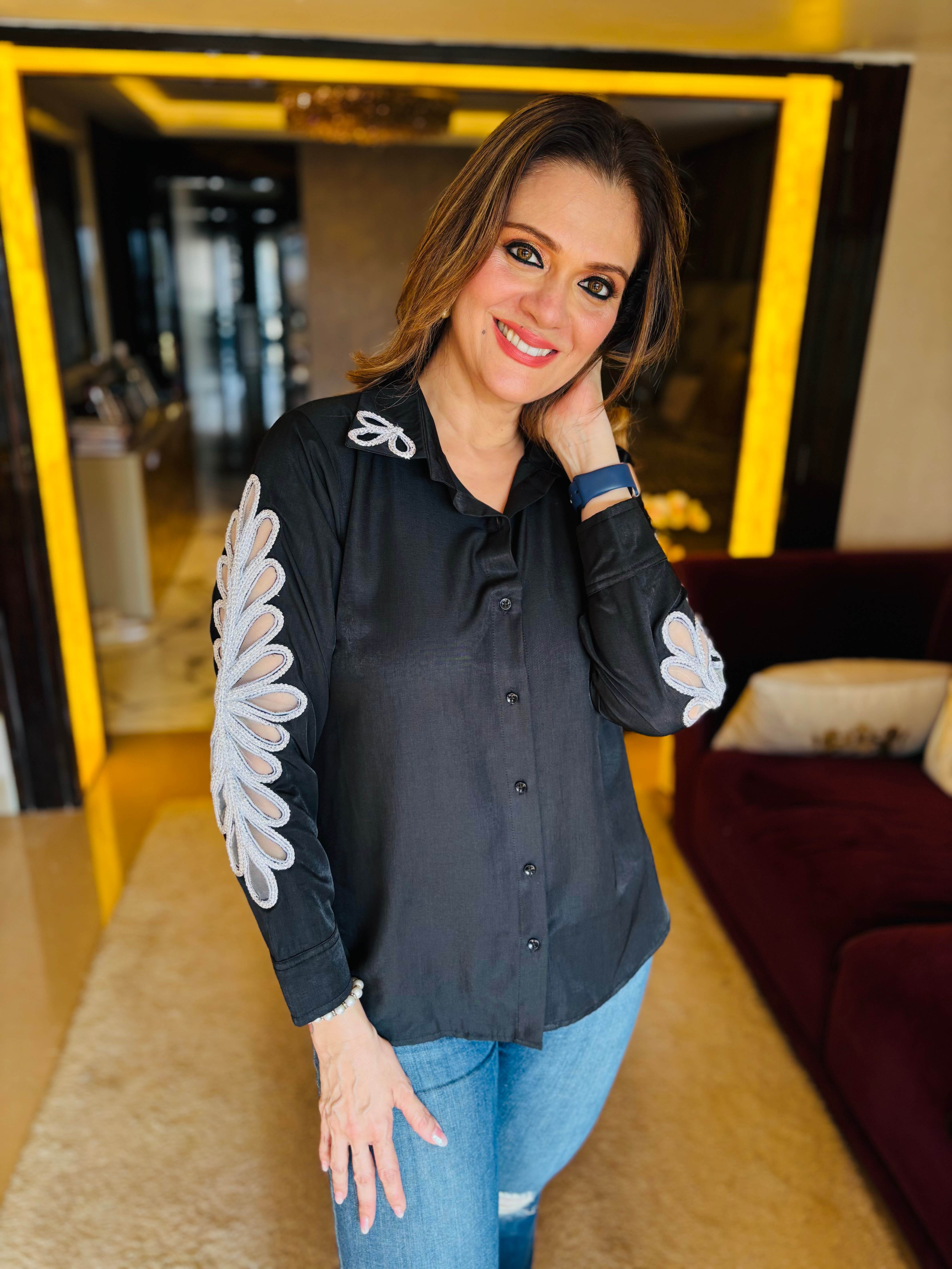 black cord embroidered Shirt