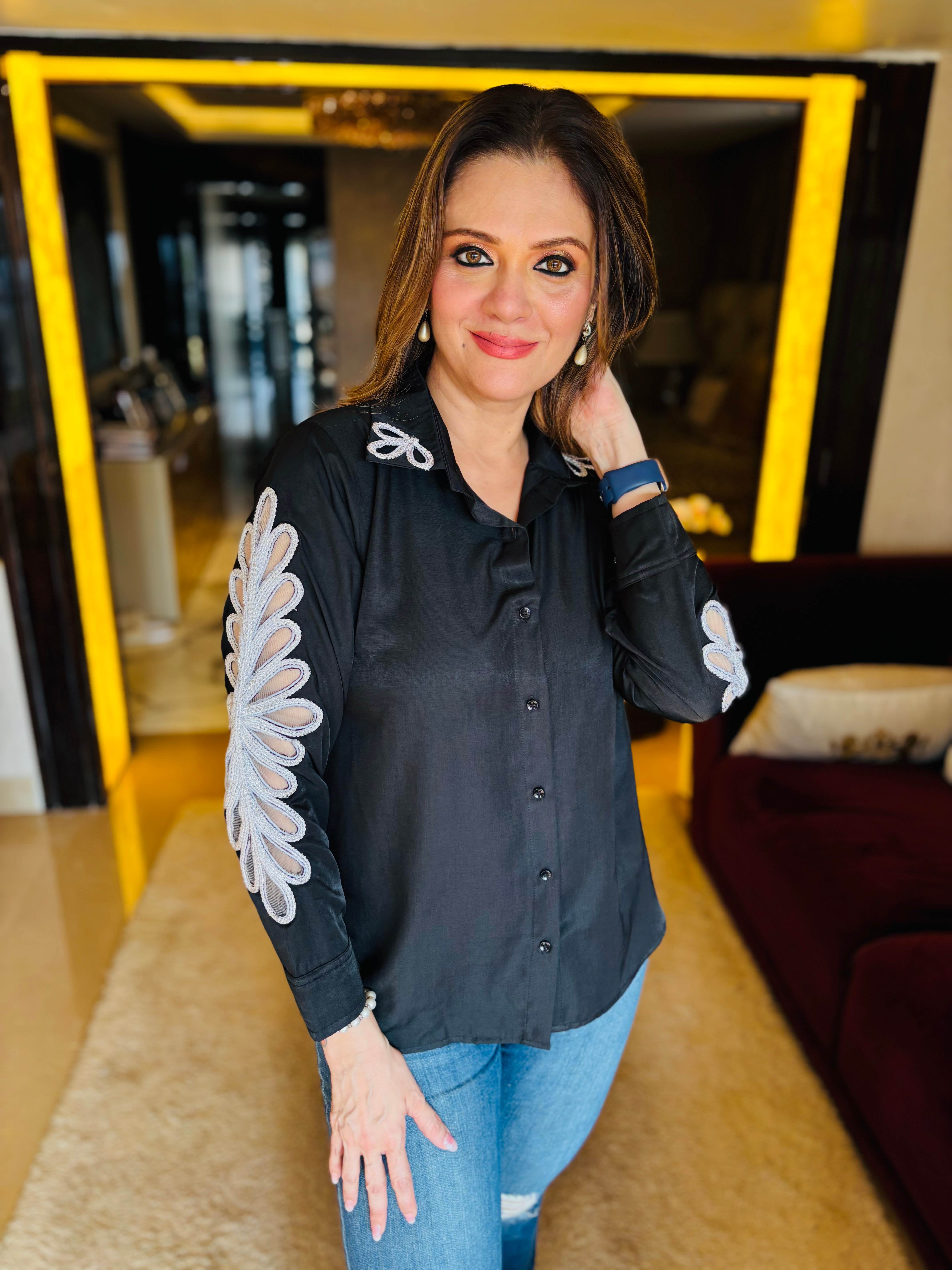 black cord embroidered Shirt