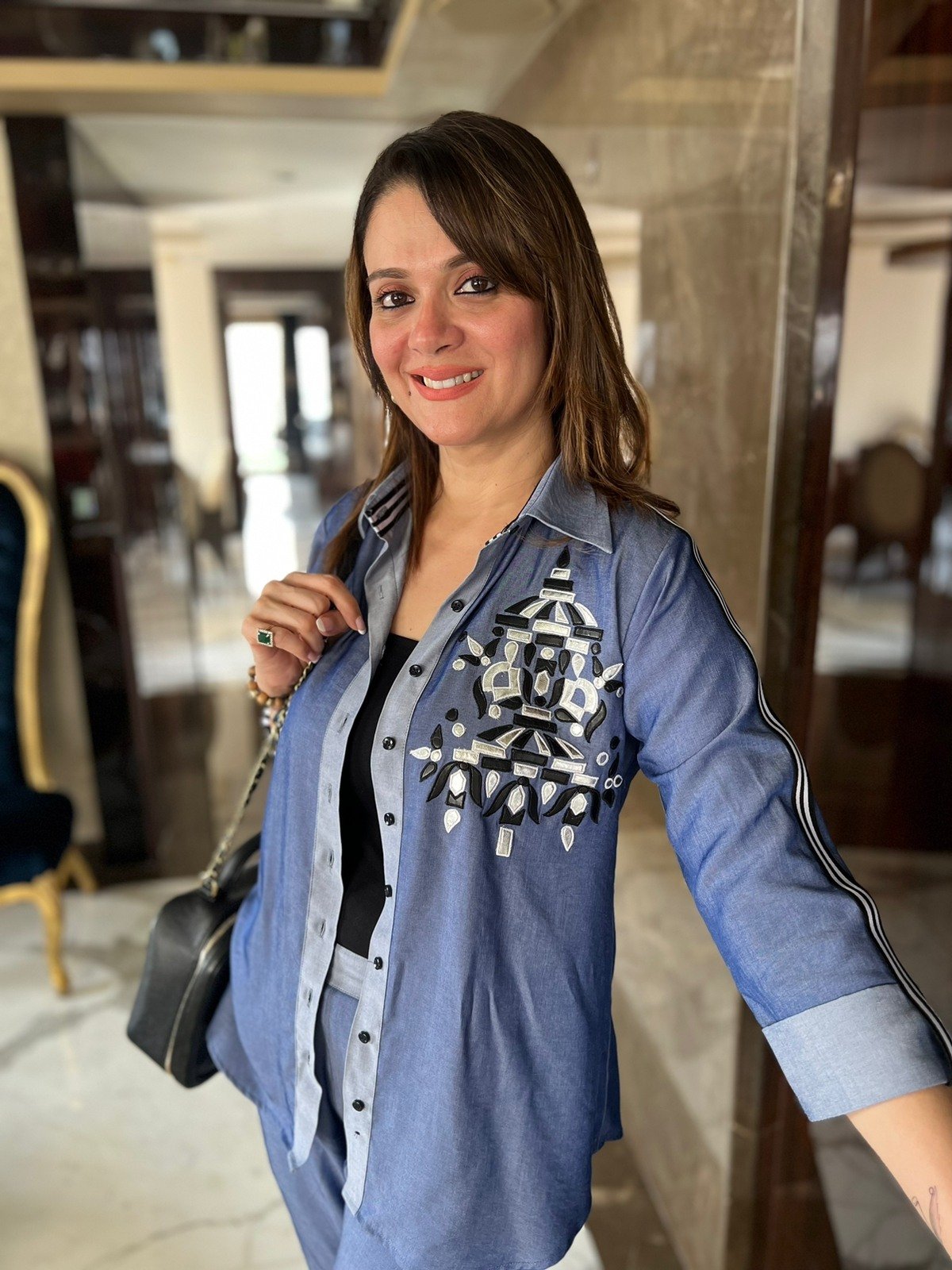 Denim Embroidered Coord