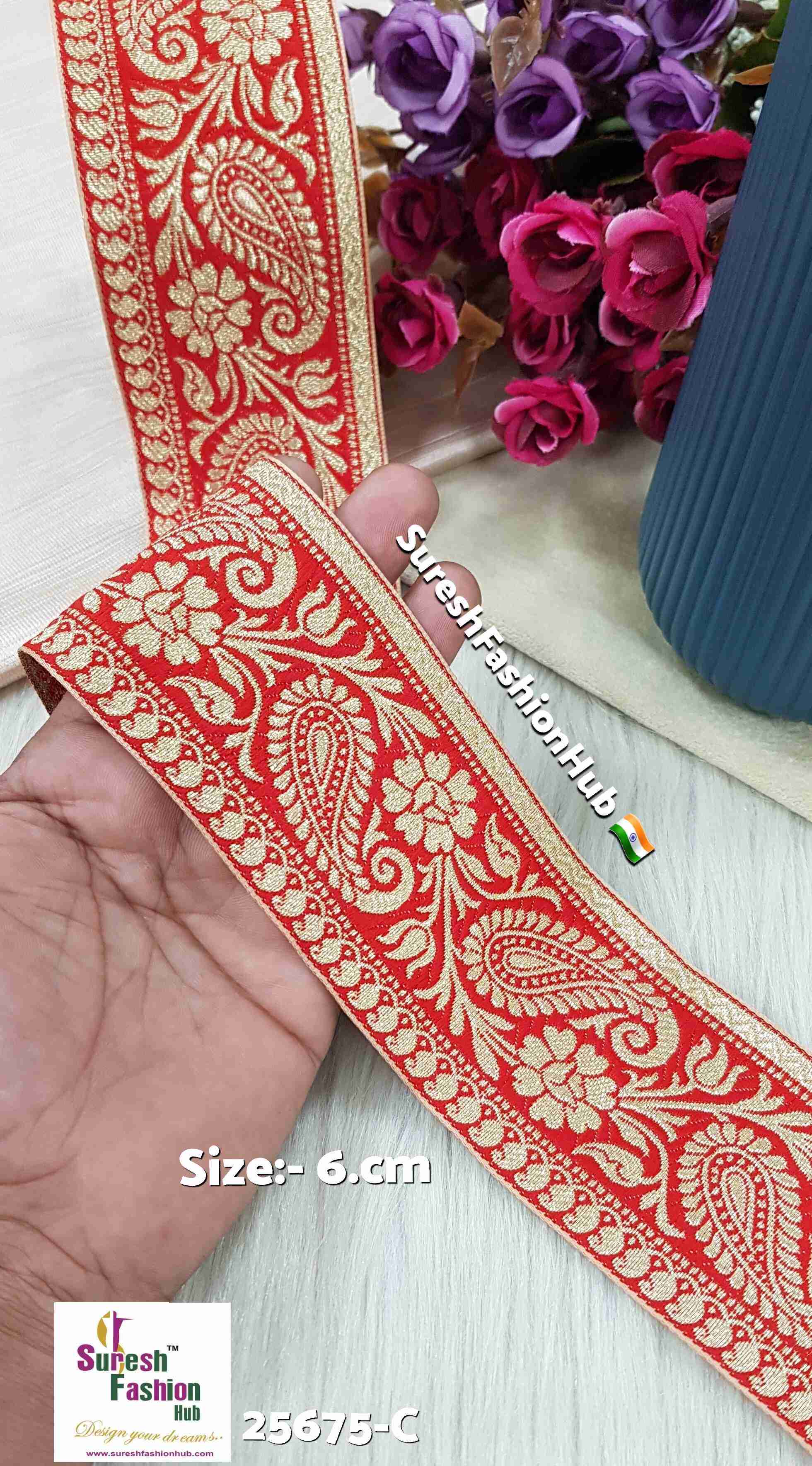 Red Keri Floral Banarasi Lace