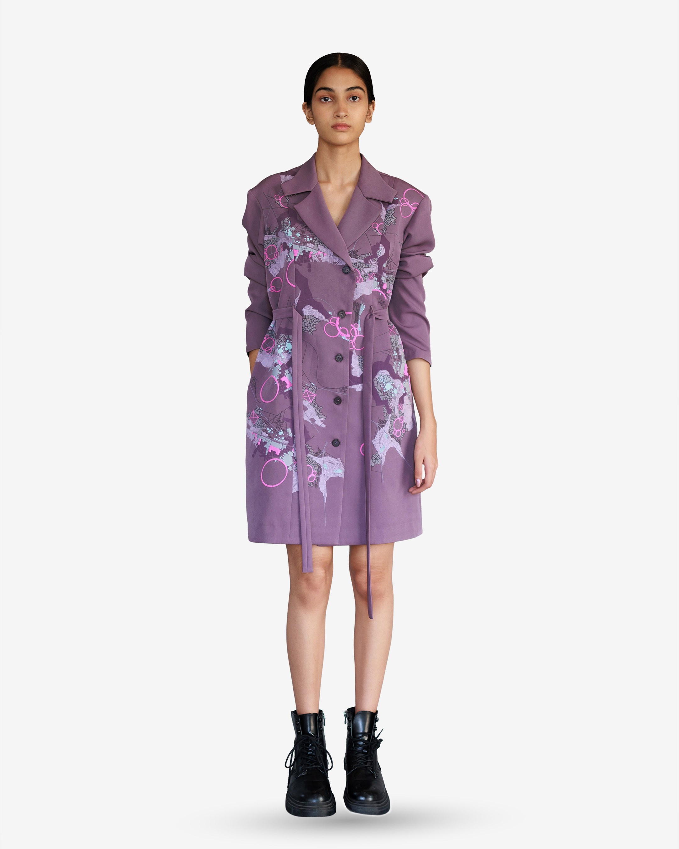 Mauve Map Coat Dress