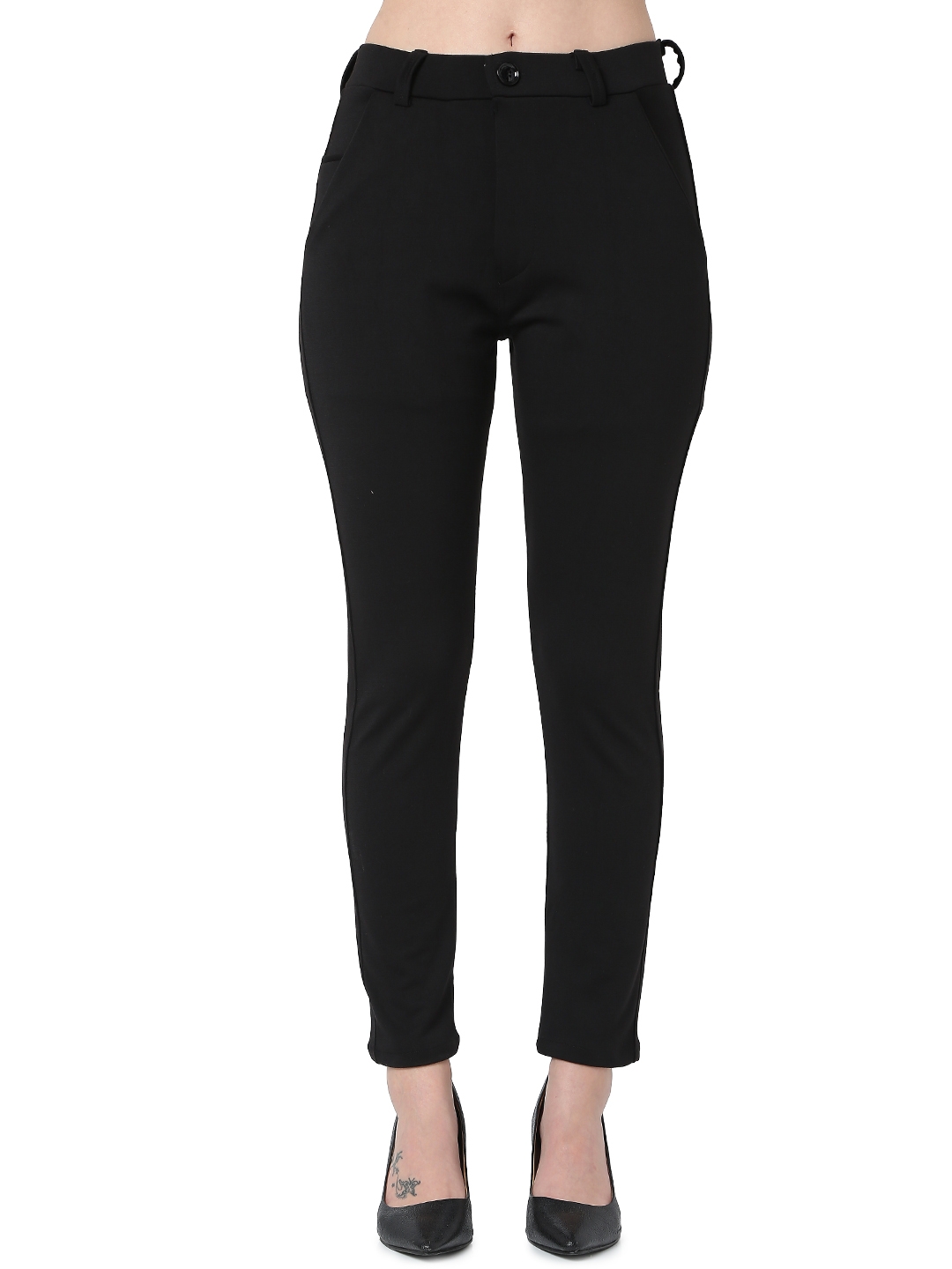 Buy Zeeza's Women's Cotton Ankle Length Pants Regular Fit Casual Formal  Bottom Wear (Black, S) at