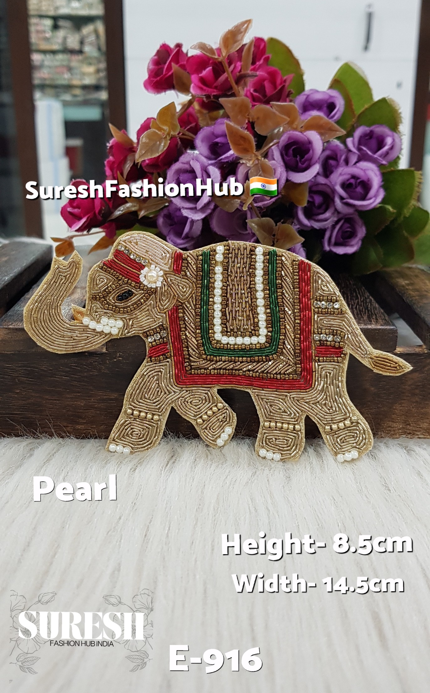 Handmade Elephant Patch – Left Side Rose Gold – Design No. E-916