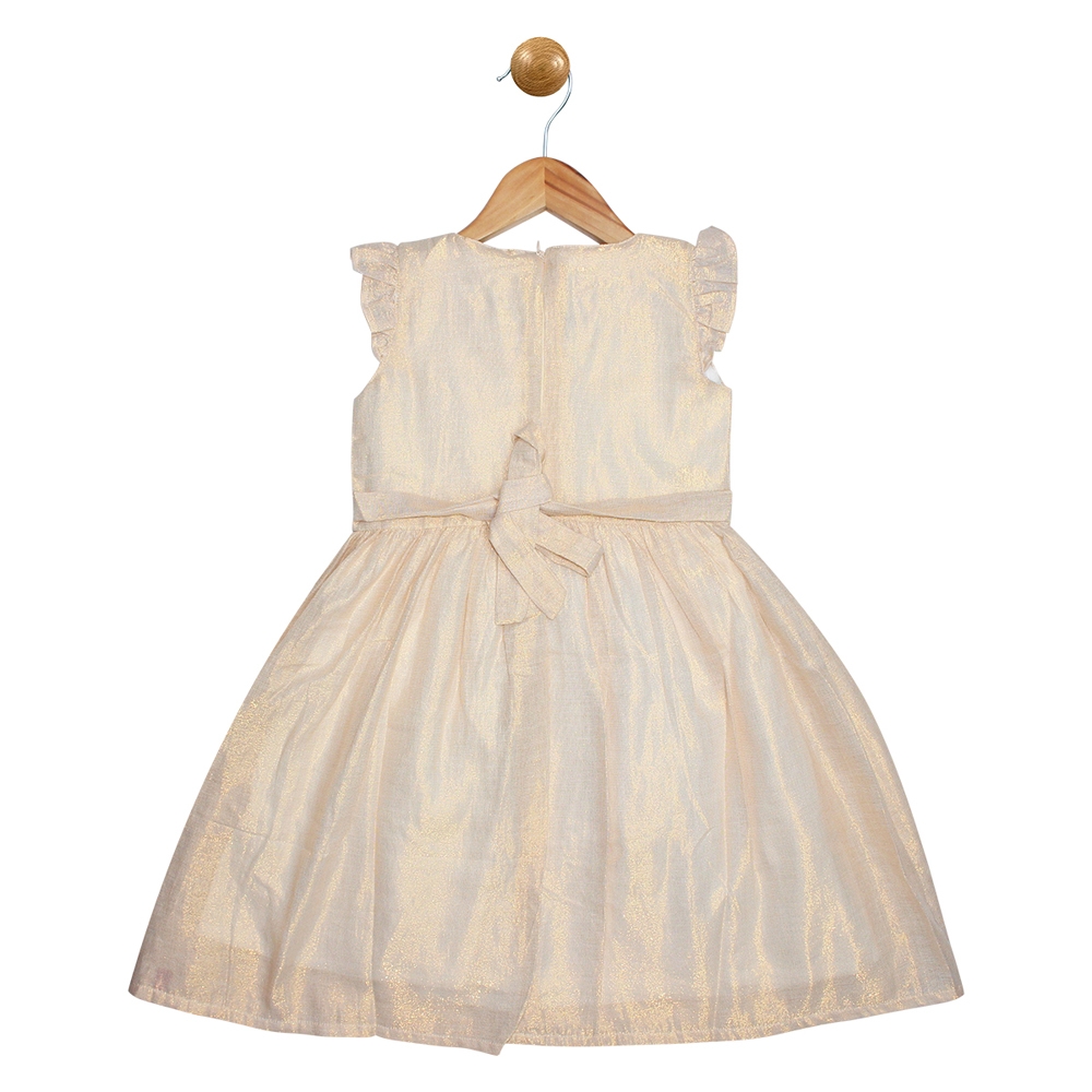Pinehill | Pinehill Kids Girls Gold Lurex Gown with sequins collar 1