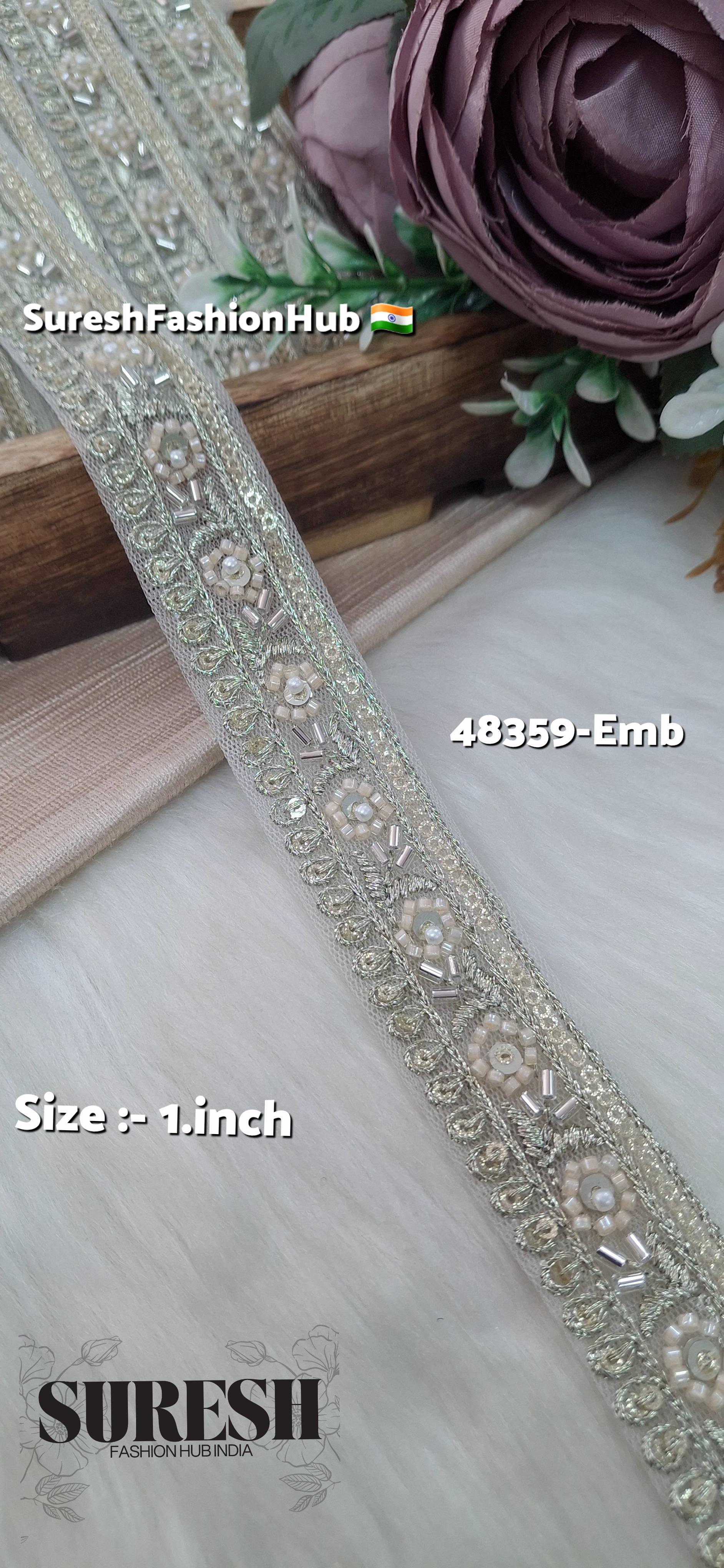Beaded Floral Charm Net Embroidered Lace